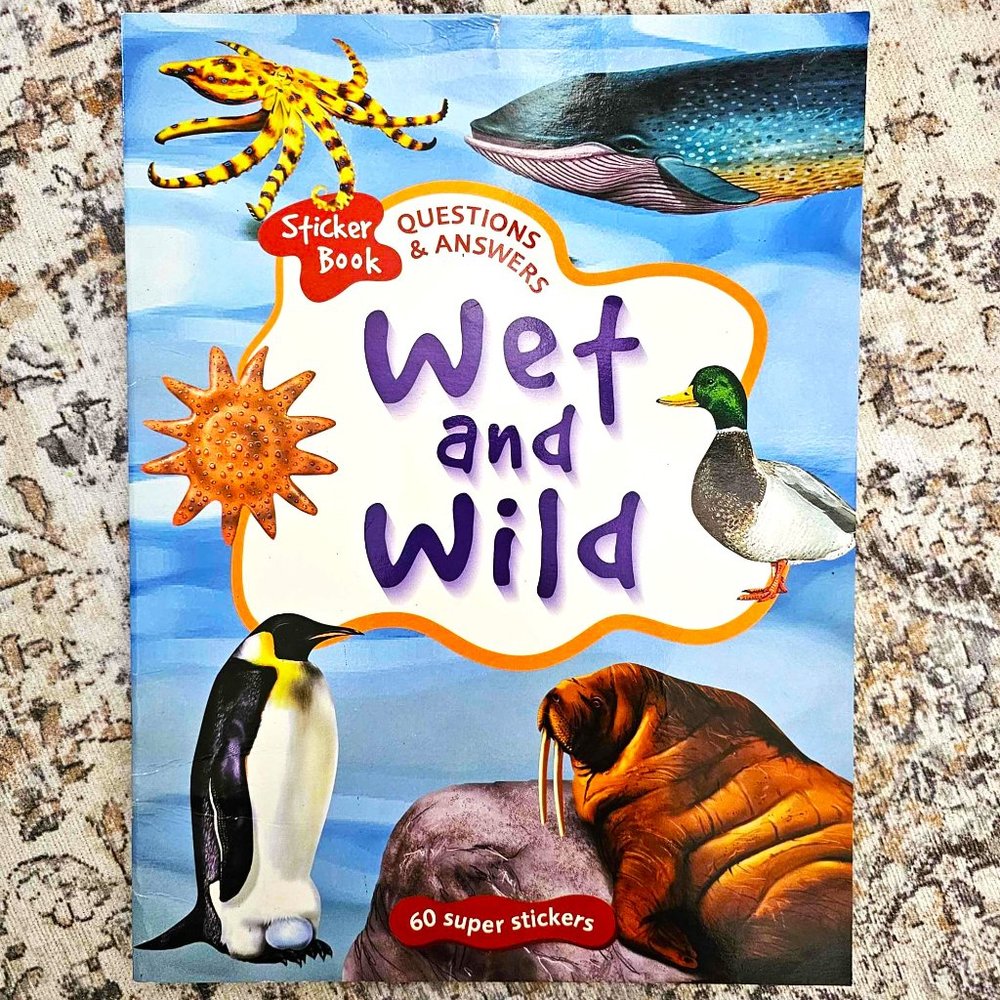 Set of 2 Children's Sticker Books. "Slimy & Scaly" and "Wet & Wild" . Softcover. - Picture 2 of 16